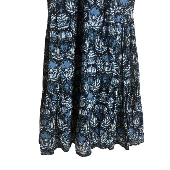Caroline Constas Blue Printed 3/4 Sleeve V-Neck Long Dress Size Small - Picture 5 of 9